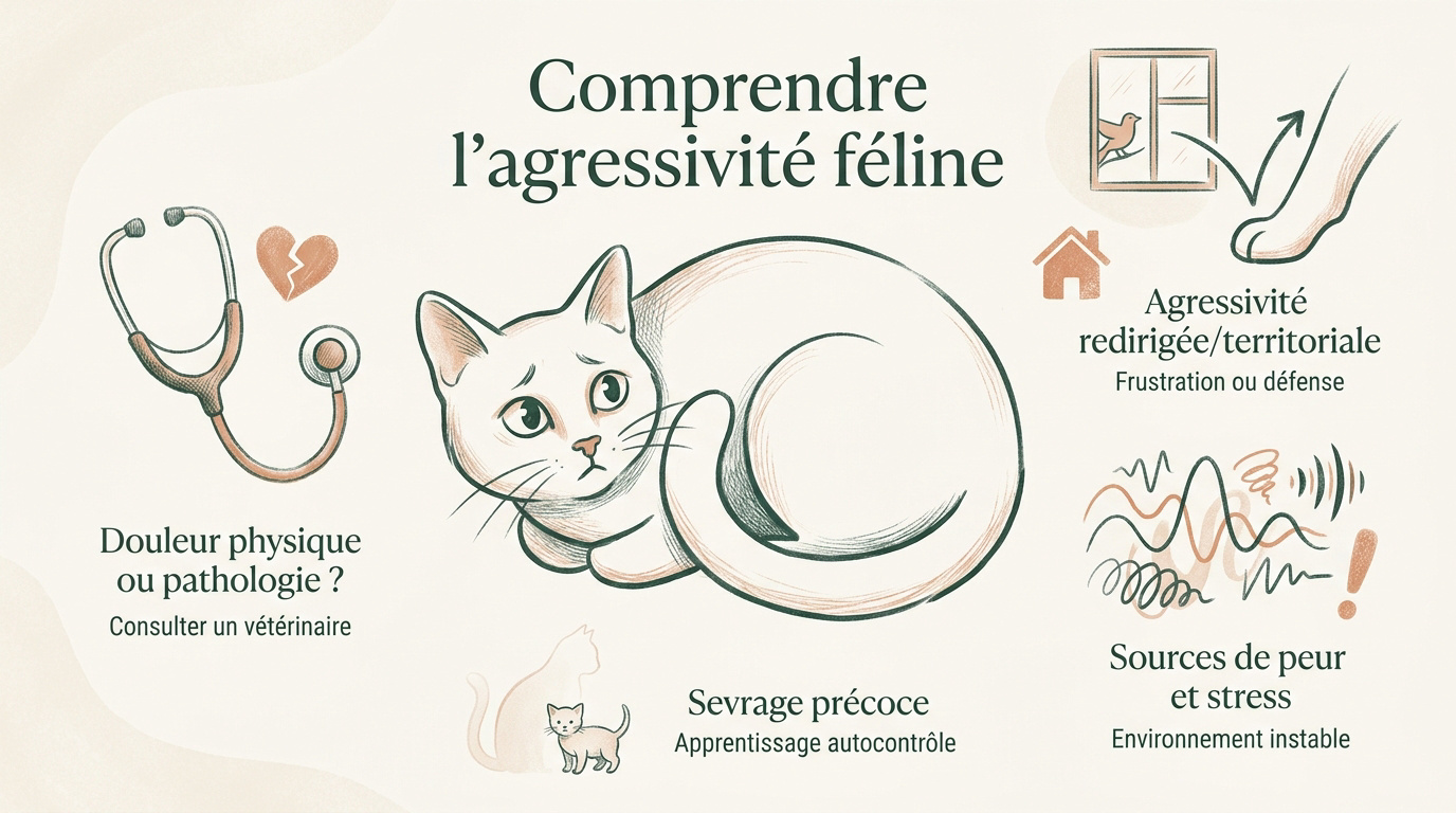 Chat domestique montrant des signes d'agacement face à une main humaine