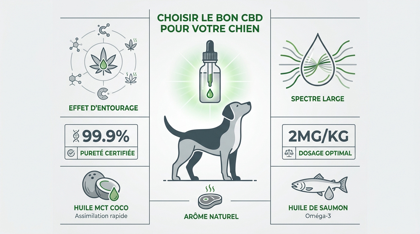 Flacon d'huile CBD pour chien avec pipette de dosage précise