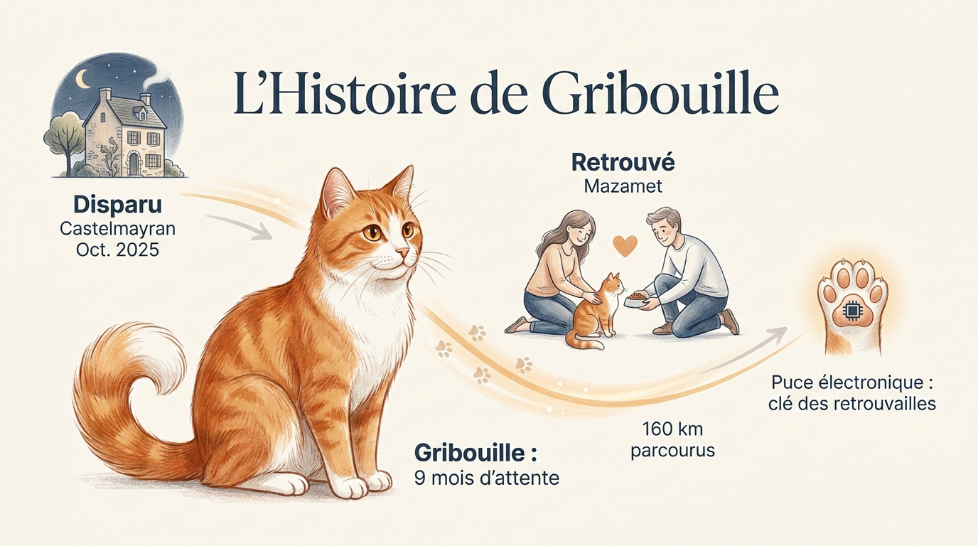 Chat roux et blanc retrouvé après neuf mois de disparition