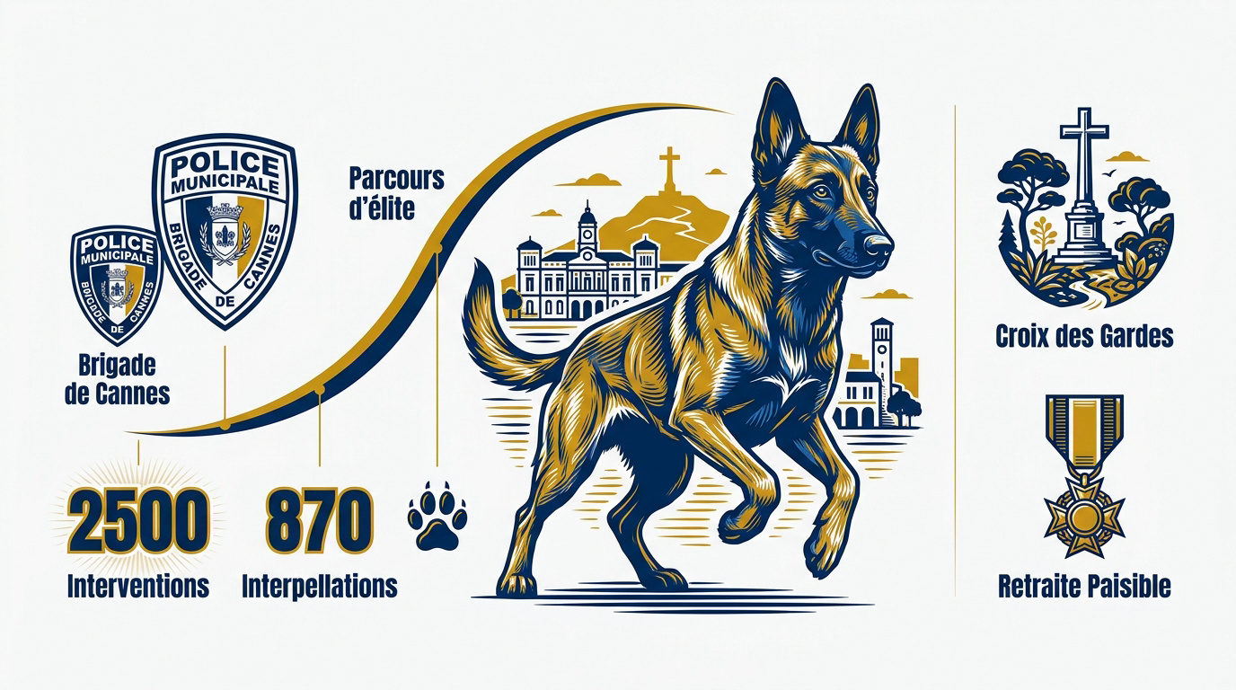 Mystic chienne Malinoise de la police municipale de Cannes en forêt