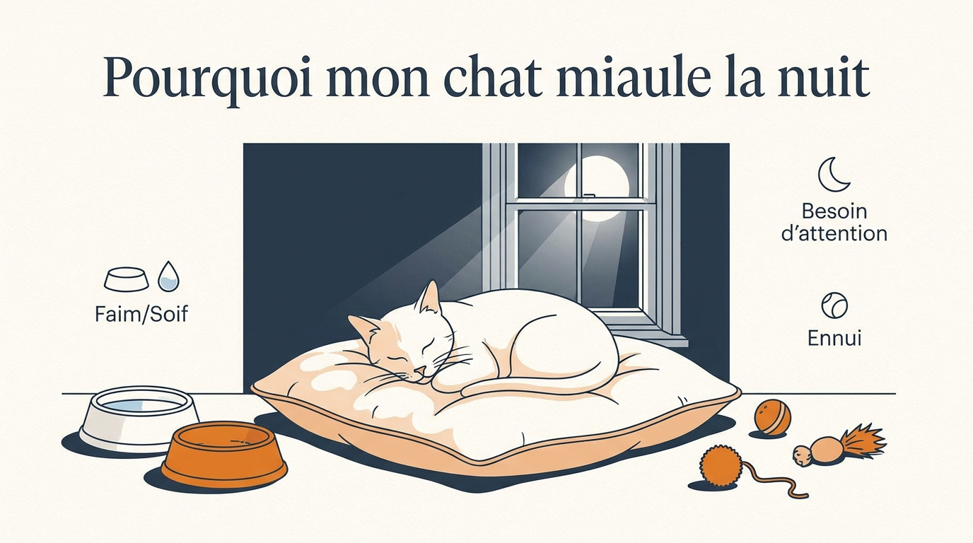 Chat domestique éveillé et miaulant dans l'obscurité