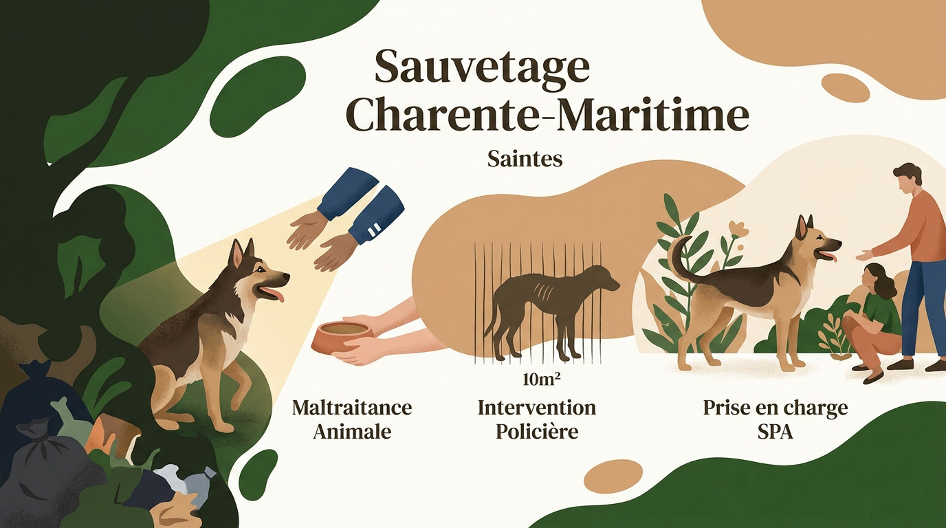 Sauvetage de chiens maltraités par les forces de l'ordre en Charente-Maritime