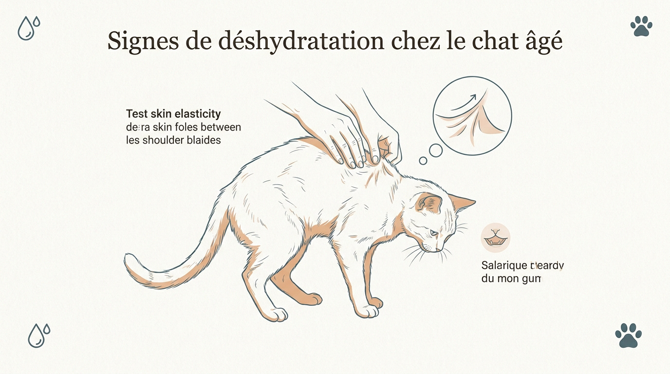 Test du pli cutané sur un chat âgé
