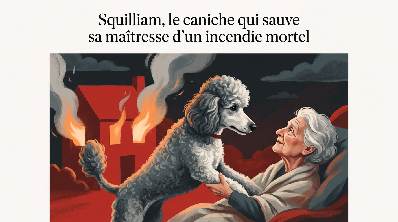 Squilliam le caniche héroïque ayant alerté sa maîtresse lors de l'incendie à West Milford