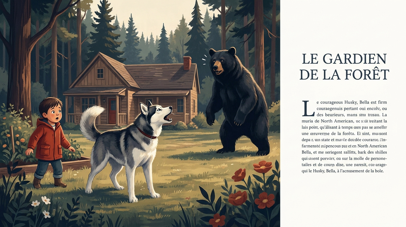 La chienne Husky Bella protégeant courageusement le jardin familial face à un ours