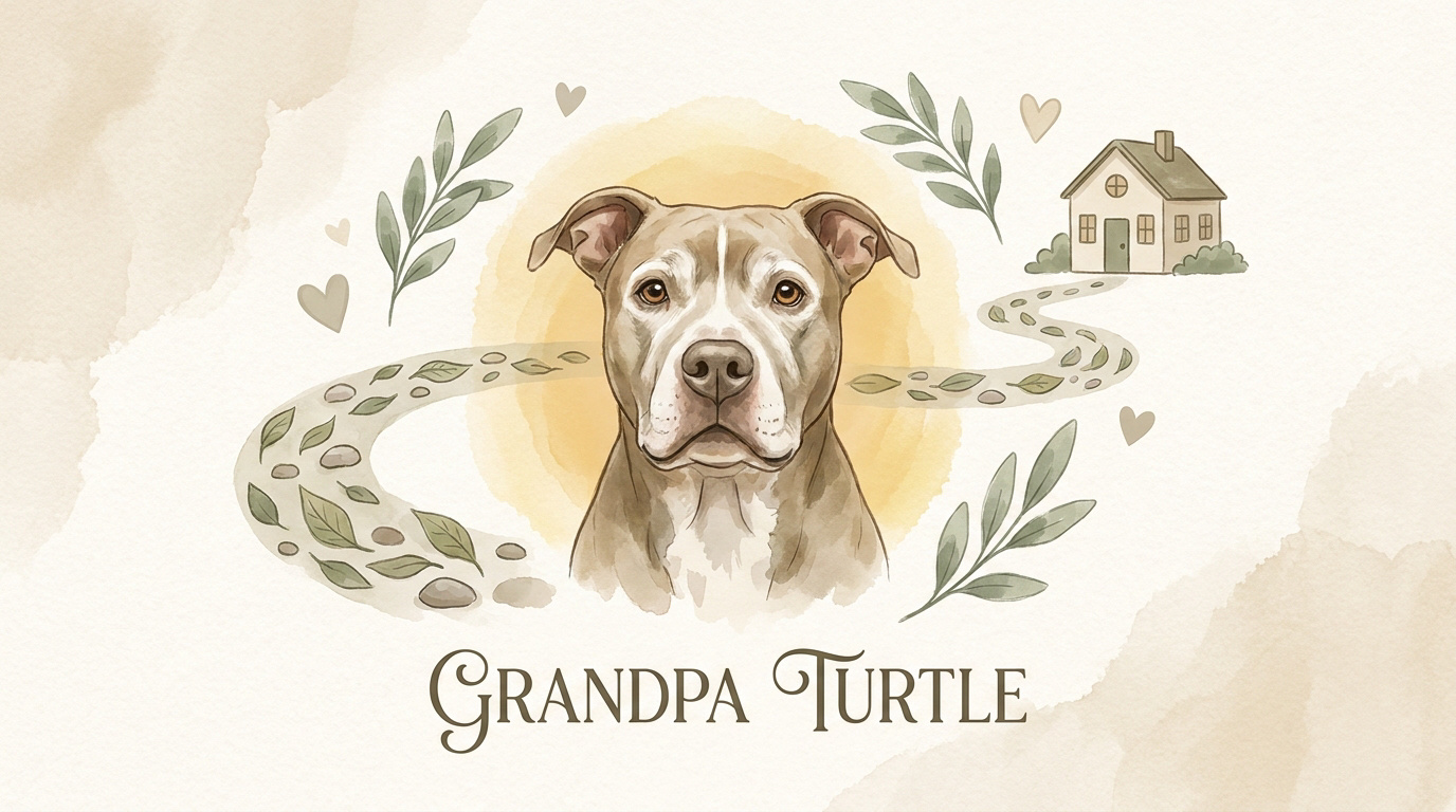 Grandpa Turtle, un Pitbull sénior affectueux en attente d'une famille