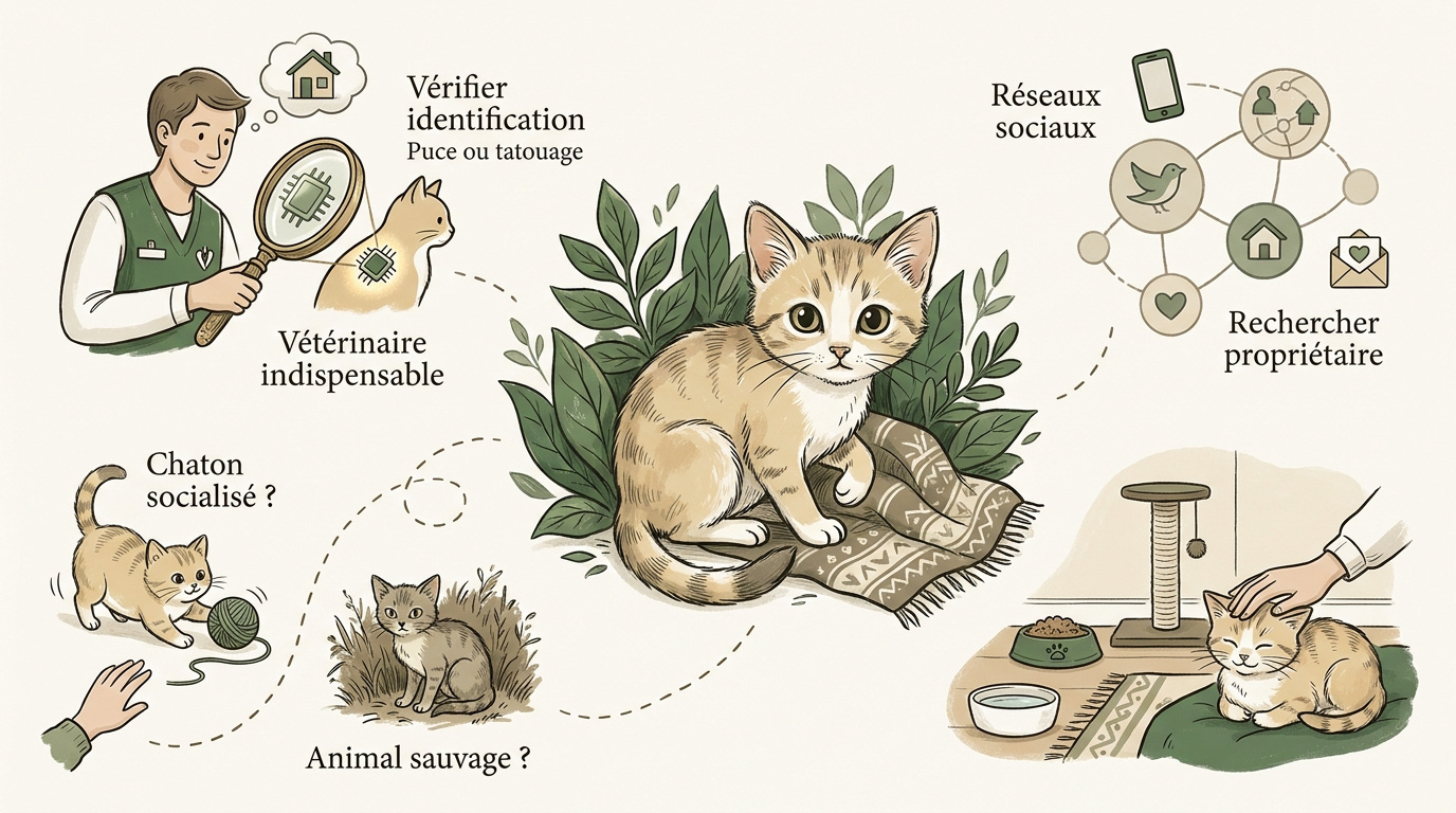 Famille accueillant un chaton errant dans son jardin pour une adoption responsable