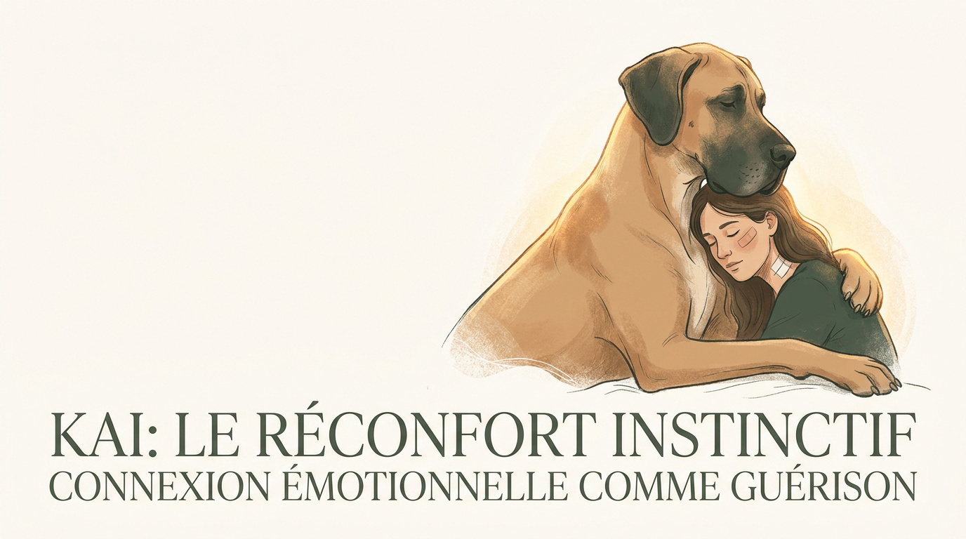 Dogue Allemand Kai apportant un soutien émotionnel à sa maîtresse en convalescence