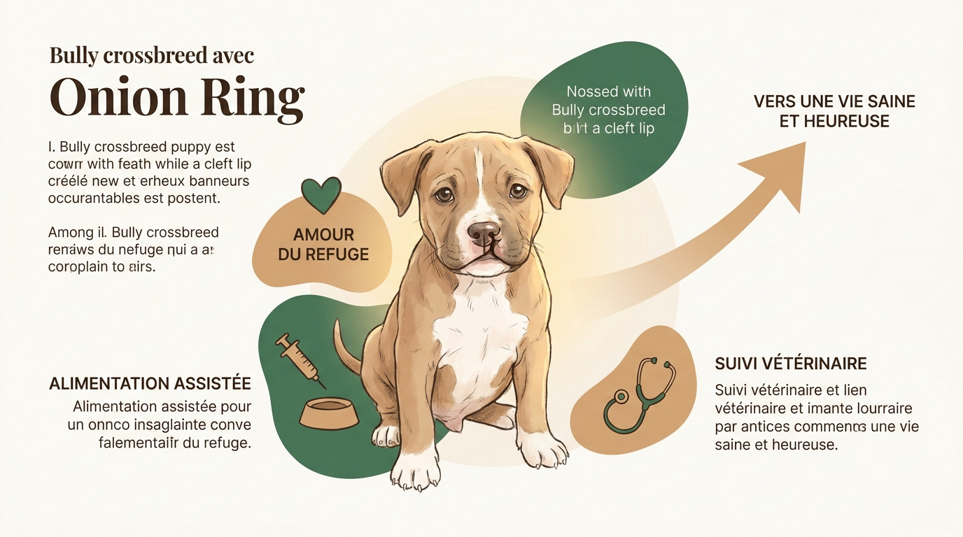 Onion Ring, une petite chienne croisée Bully avec une fente labiale au refuge Border Tails Rescue