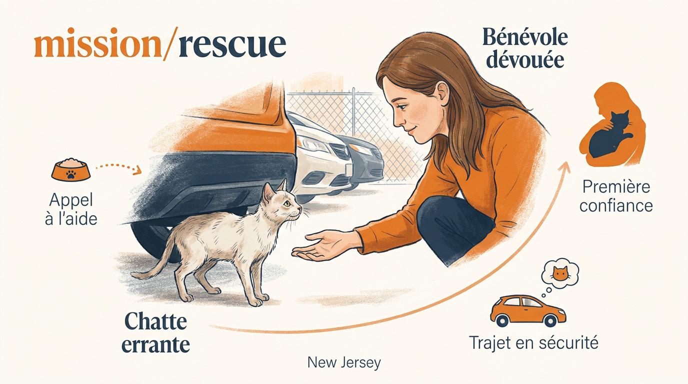 Samantha Slotnick tenant doucement la chatte Adeline après son sauvetage dans le New Jersey