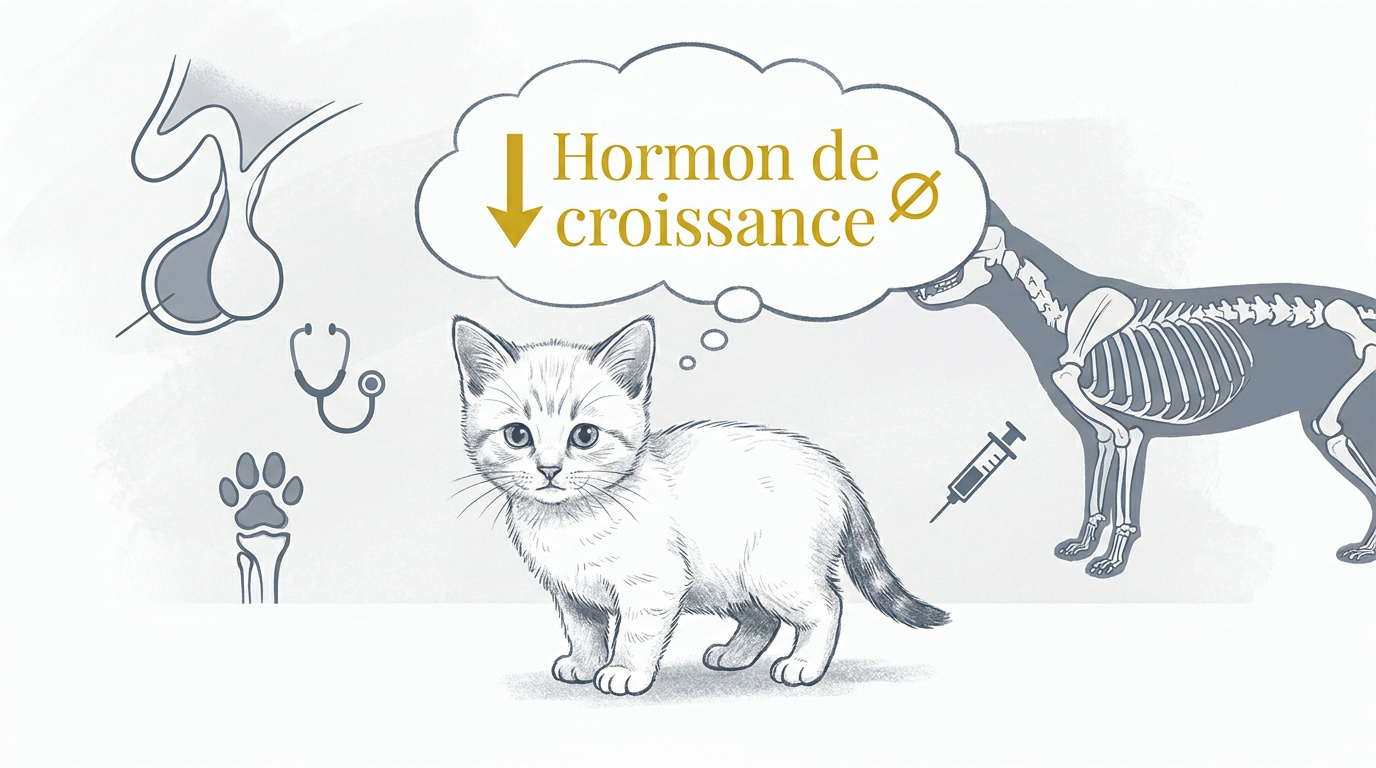 Chatte Silver Stub atteinte de nanisme hypophysaire conservant une taille de chaton