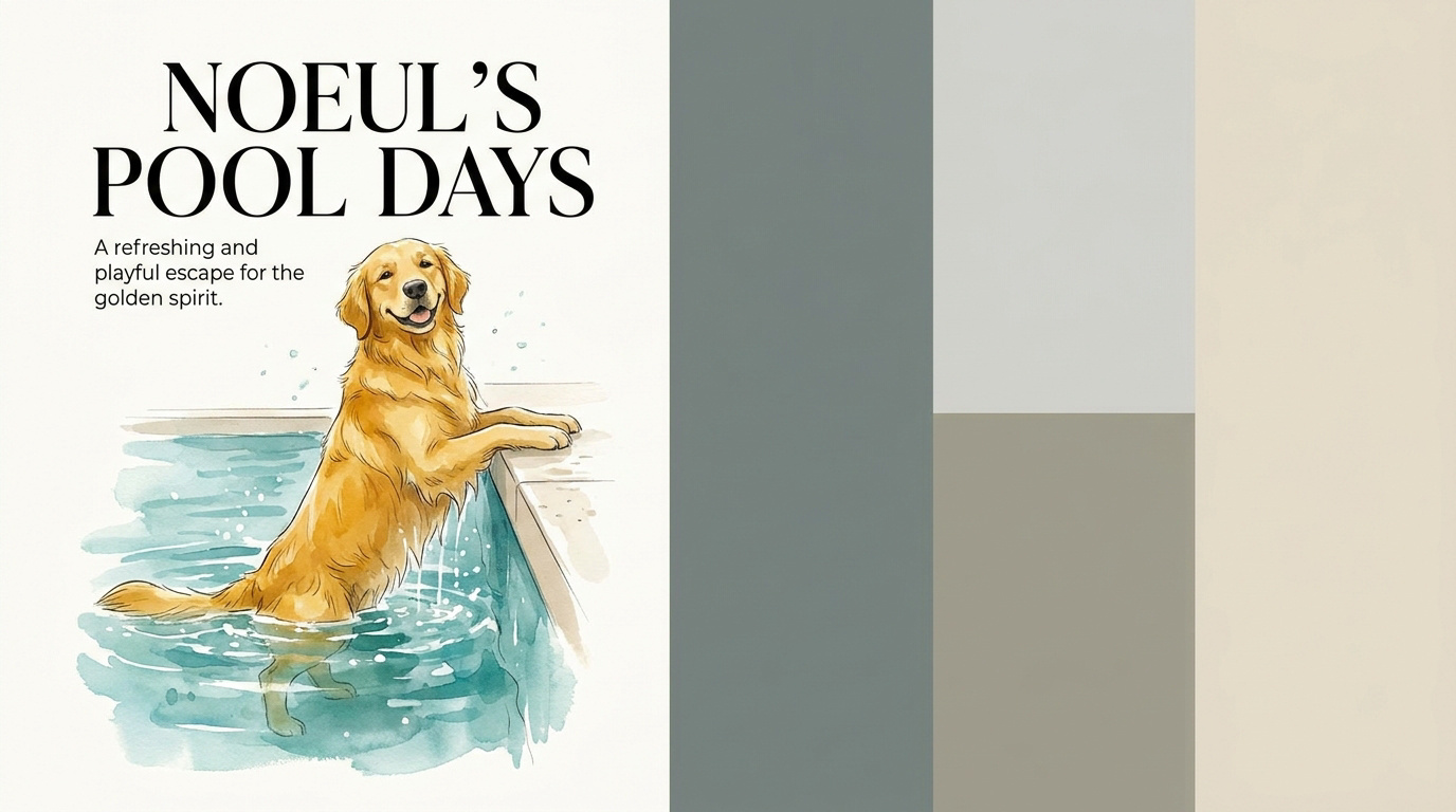 Noeul le Golden Retriever debout à la verticale dans une piscine