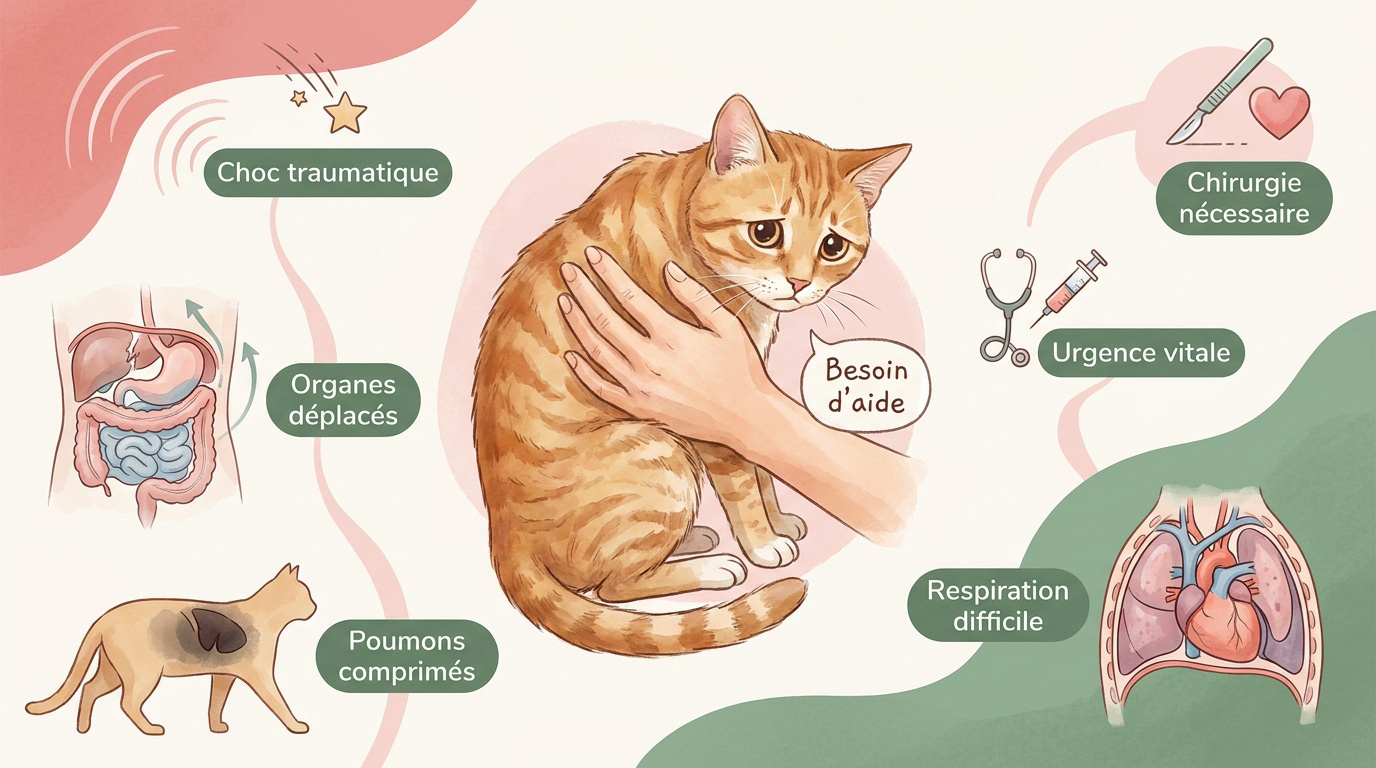 Chatte tigrée en convalescence après une opération de hernie diaphragmatique