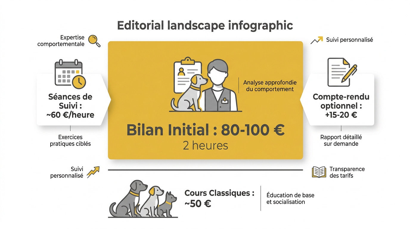 Tableau récapitulatif des tarifs pour un comportementaliste canin à domicile