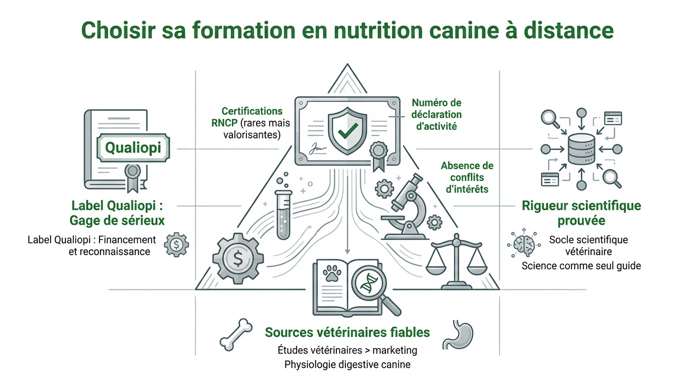 Étudiant analysant une formation en nutrition canine sur son ordinateur