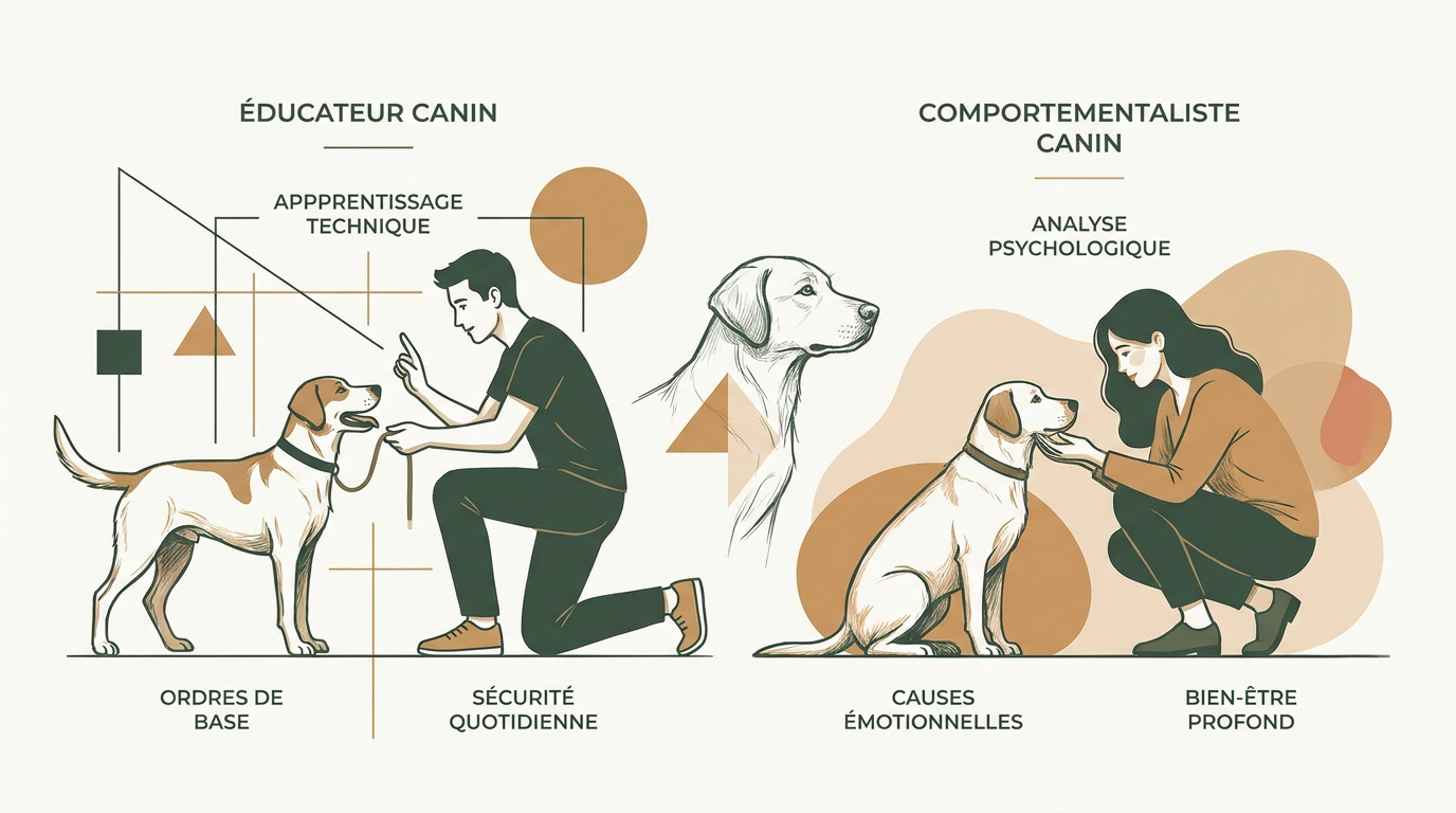 Comparaison entre l'éducation technique du chien et l'analyse comportementale émotionnelle