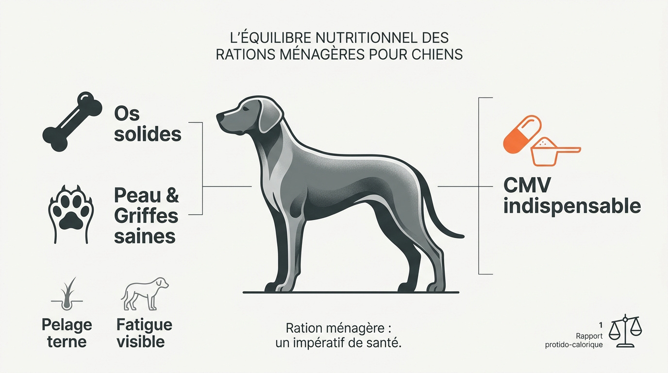 Équilibre nutritionnel des ingrédients pour la ration ménagère du chien