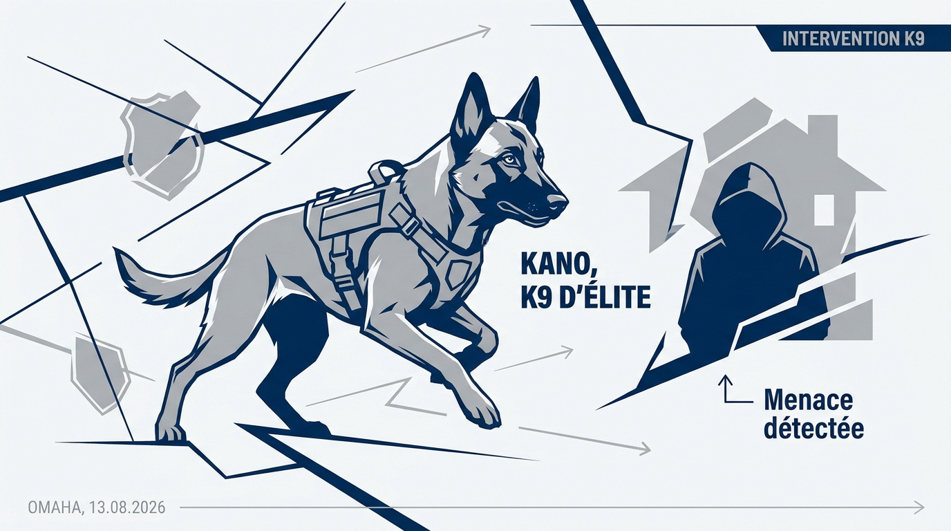 Kano, le chien policier K9 de l'Omaha Police Department en pleine intervention