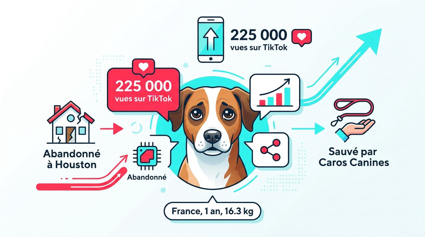 Jeune chien croisé nommé France sauvé à Houston