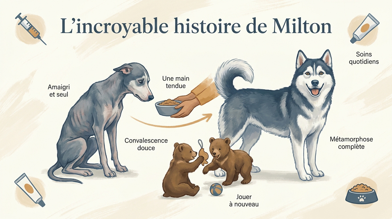 Milton le Husky Sibérien après son sauvetage et sa guérison en Azerbaïdjan
