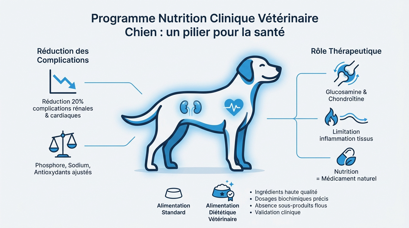 Consultation en nutrition clinique vétérinaire pour un chien afin d'adapter son régime alimentaire thérapeutique