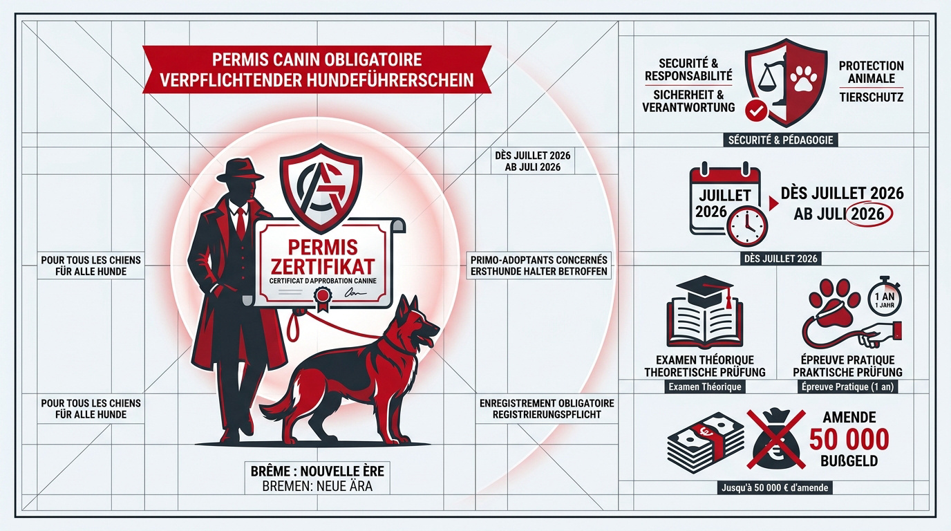 Propriétaire de chien passant son examen pratique pour le permis canin à Brême