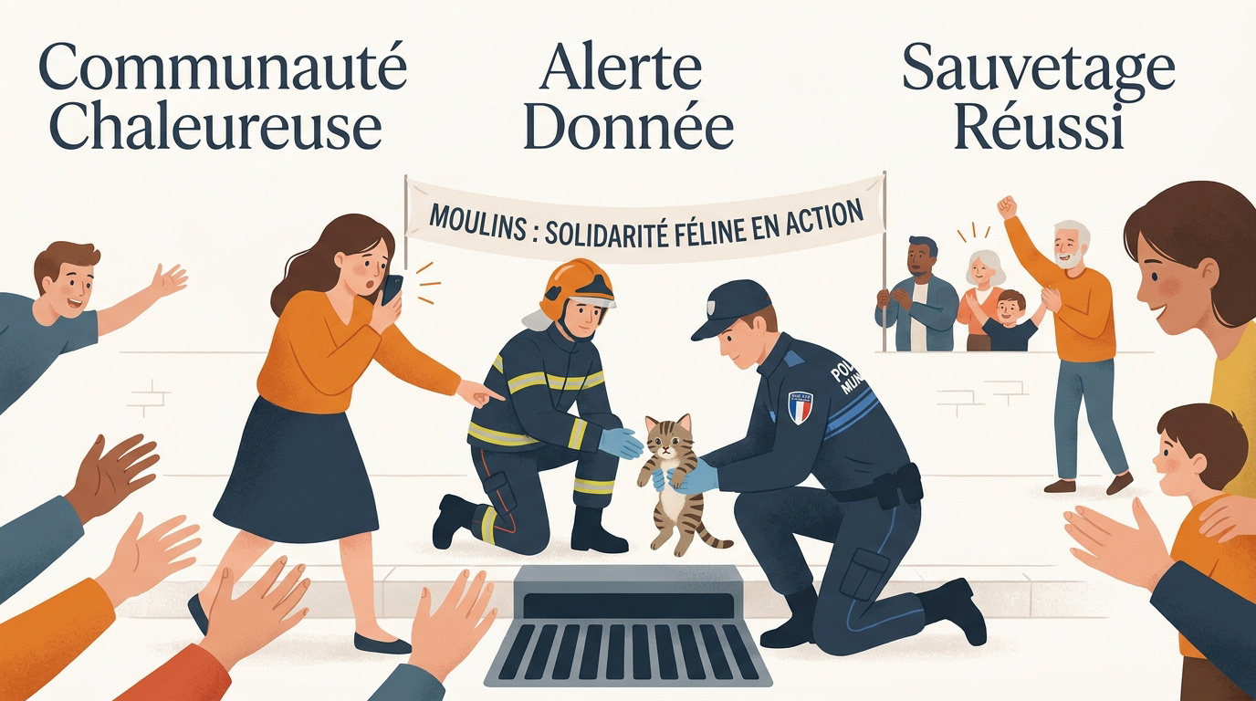 Sauvetage d'un chaton coincé dans un moteur de voiture à Moulins par les secours