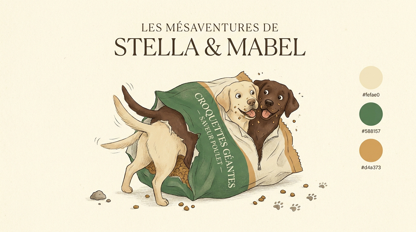 Les chiennes Labradors Stella et Mabel coincées dans un sac de croquettes