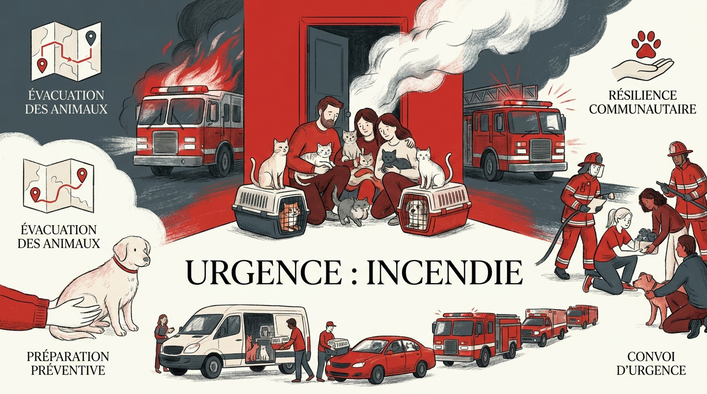 Évacuation d'urgence d'animaux domestiques lors d'un incendie de forêt en Gironde