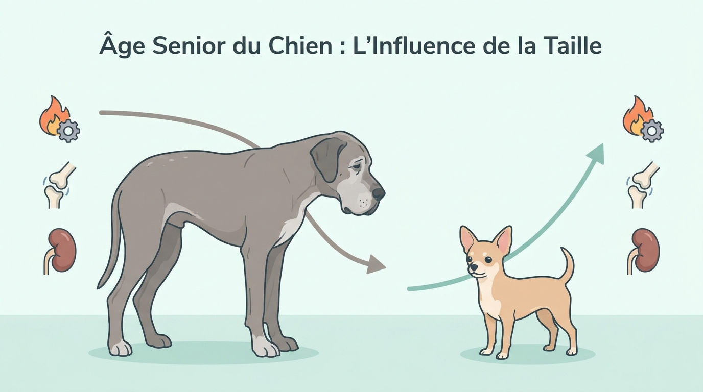 Comparaison du vieillissement entre un petit chien et un chien de grande race