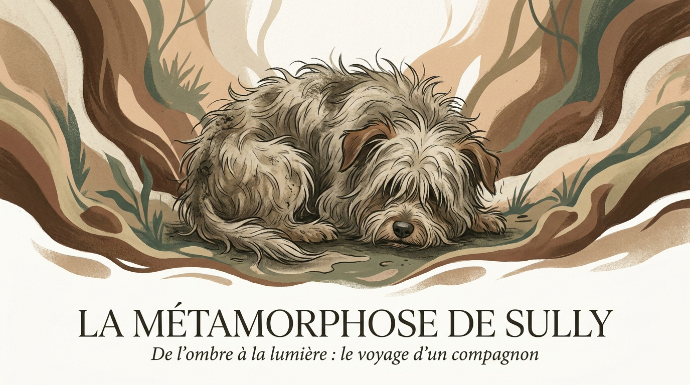 Sully le chien croisé Terrier avant et après son toilettage salvateur