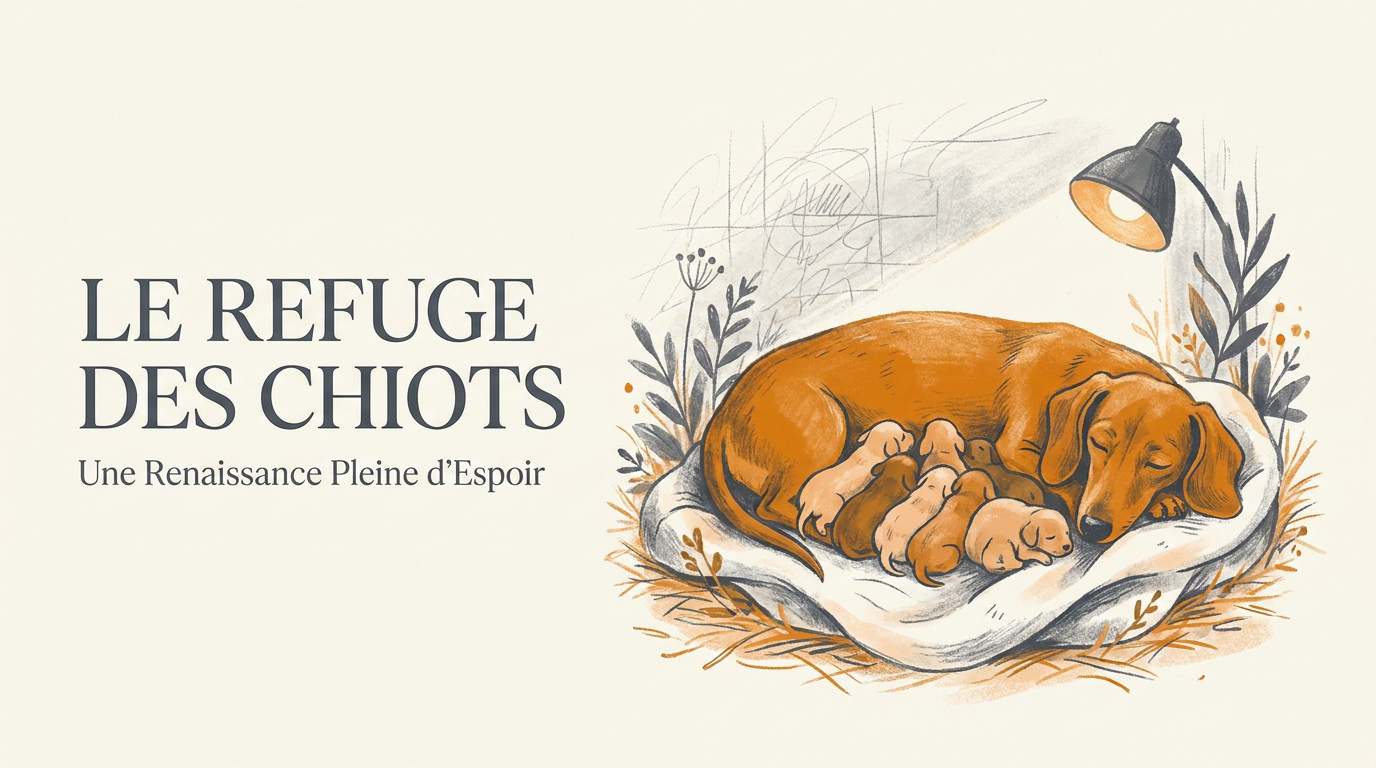 Chiots teckels nouveau-nés avec leur mère dans un refuge sécurisé