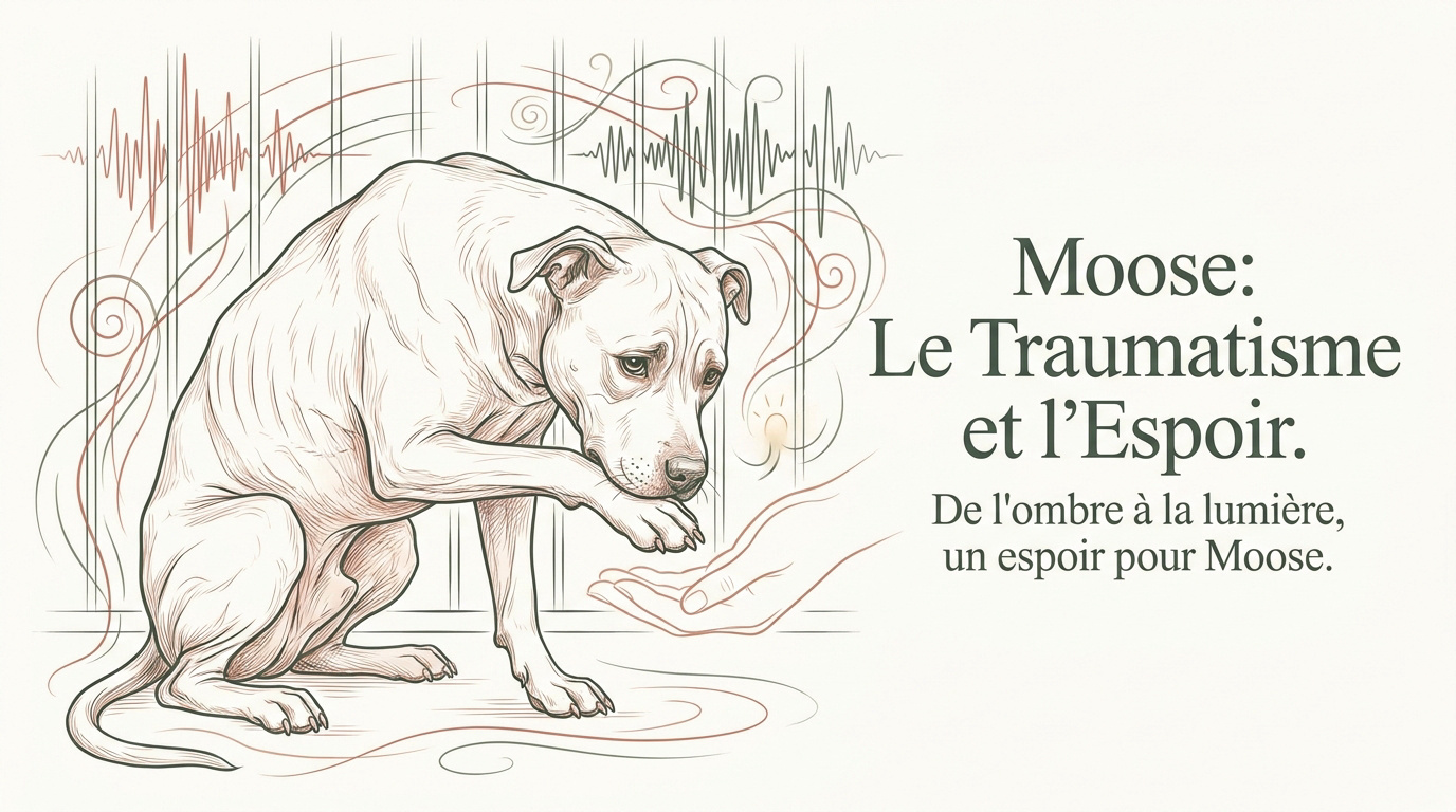 Moose le chien croisé American Staffordshire Terrier en convalescence après son passage en refuge
