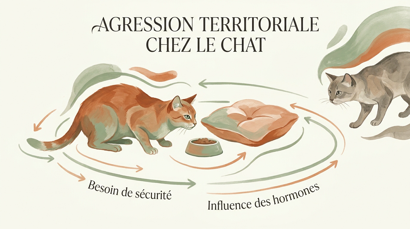 Chat domestique surveillant son territoire intérieur